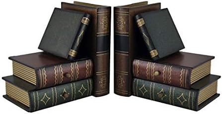 Bellaa Classic Wooden Book Bookends Library Hidden Drawers Vintage Cool Creative Unique Decorative Books Support Shelves Desk Organizer by Bellaa