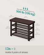 SONGMICS Bamboo Shoe Bench with Seat, 11.3 x 27.6 x 20.5 Inches - Image 2