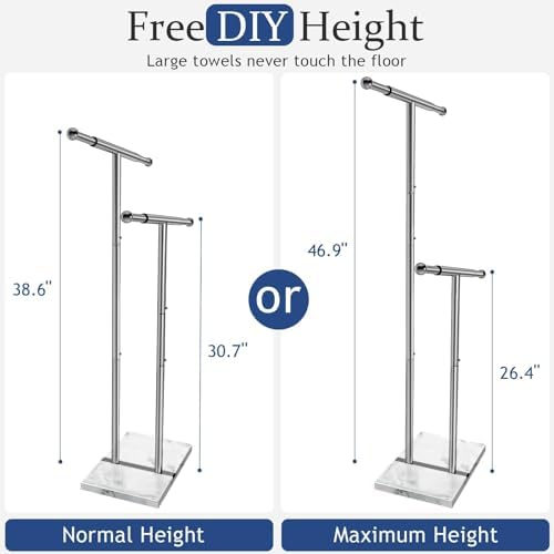 Kayfia 40'' Stainless Steel Towel Rack, Weighted Marble Base, 2 Tier - Image 2