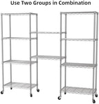 SINGAYE 5 Shelves Storage Wire Shelf Closet Metal Shelving Pantry Wheels - Image 6