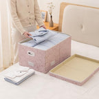 PRANDOM Jumbo Collapsible Storage Cubes with Lids Fabric Decorative Storage Bins Boxes Organizer Baskets with Cover Handles for Bedroom Closet Living Room 23.2x15.7x11.8 Inch 3 Pack - Image 2