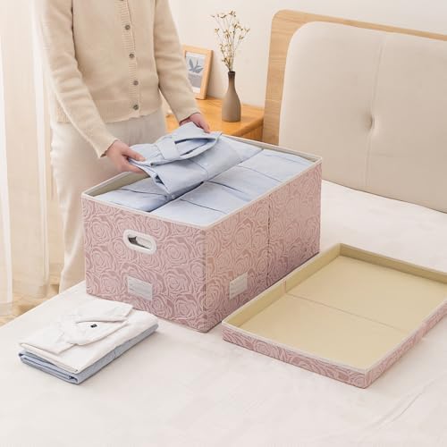 PRANDOM Jumbo Collapsible Storage Boxes with Lids Fabric Decorative Storage Bins Cubes Organizer Baskets with Cover Handles Divider for Bedroom Closet Living Room 23.2x15.7x11.8 Inch 3 Pack - Image 6