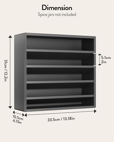 Orimade 4 Tier Spice Rack Organizer for Cabinet, Freestanding Bamboo Seasoning Rack for Countertop, Cupboard, Pantry, Kitchen, 13.18 x 4.13 x 12.2 inches(Spice Jars Not Included), Black - Image 7
