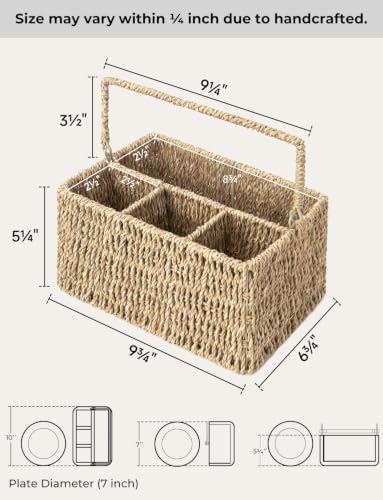 StorageWorks Rattan Silverware Caddy, Wicker Flatware Organizer - Image 2