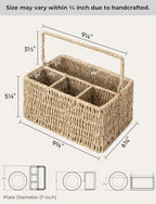 StorageWorks Rattan Silverware Caddy, Wicker Flatware Organizer - Image 2