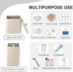 Bathroom Accessories Set Resin 6PCS, Square Toothbrush Holders Set Complete with Soap Dispenser, Vanity Tray, Tumbler, Cups and Cotton Swab Jars (Beige Diamond, Resin Bath 6 PCS) - Image 3