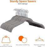 Amazon Basics Space Saving Slim Velvet Non-Slip Clothes Hangers for Closet Organization, Gray/Silver (Pack of 150) - Image 4