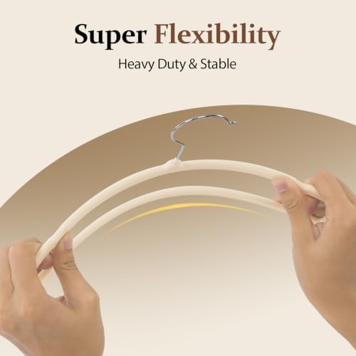 Velvet Felt Pants Hangers 60 Pack, with Cascading Hooks (Ivory) - Image 6