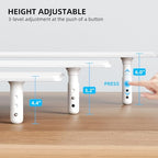 AFOOYO Dual Monitor Stand for Desk, Adjustable Height Wood Computer Riser, Ergonomic Monitor Shelf for Laptop, Printer, TV, Black - Large Storage Space, Sturdy Desk Organizer for Home & Office,White - Image 3