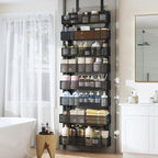Over The Door Organizer, 8-Tier Heavy-Duty Metal Mesh Rack, Adjustable Large Baskets, 2-in-1 Hanging or Wall Mount Spice Rack, Behind The Door Organizer for Bedroom Closet Bathroom Pantry Kitchen - Image 6