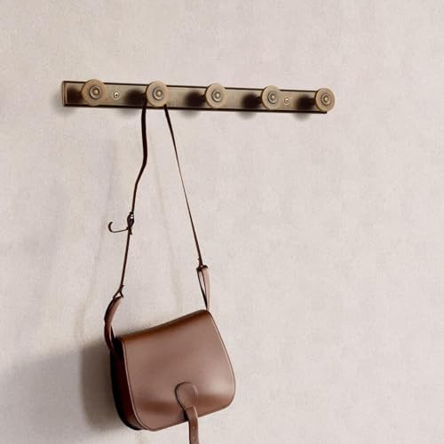 Coat Rack Wall Mounted, Antique Brass Zinc Alloy with 5 Hooks - Image 6