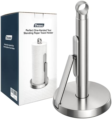 theaoo Heavy-Duty Paper Towel Holder with Tension Arm, Countertop(1,Silver) by theaoo