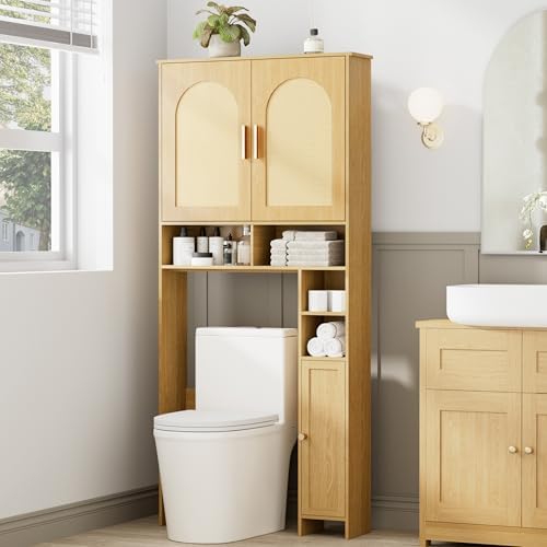 Homhedy Wooden Over The Toilet Storage Cabinet, Natural by Homhedy