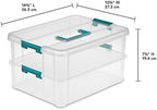 Sterilite 1427CLR Stack & Carry - 2 Layer Box, Clear Lid & Blue Handle, See-through layers - Image 2