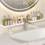 Sink Organizer Rack,No-Drill Freestanding Carbon Steel Faucet Storage Shelf, Washbasin Shelf, Tool-Free Organizer, Space-Saving Bathroom Countertop Organizer, Easy Drainage New (White Large) by Unknown