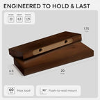 Homeforia 20 Inch Floating Shelves, High-End Solid Pine Wood, Set of 4 - Image 2