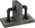 MyGift Book Ends Decorative for Shelves, Office Bookends for Heavy Books, Book Holder L-Shaped Stand Desktop, Vintage Gray Wood with Realistic Industrial Pipe Design - Image 6