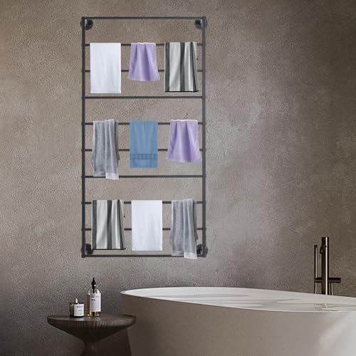 Wall Mounted Scarf Rack, 10-Layer Wrapping Paper Ribbon Organizer Scarves Tie & Scarf Rack Belts Towel Holder Necktie Hijab Display shelving Metal Racks for Flower Shop Retail Store home 23"×47" - Image 5