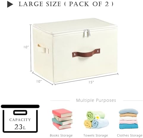 2PCS Storage Bins with Zipper Lids Decorative Lidded Basket Box - Image 3