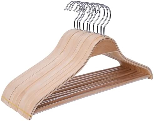 Wooden Coat Hangers 30 Pack, Lightweight Slim Wood Clothes Hangers with Non-Slip Pant Bar, No Notches, Space Saving Suit and Coat Hangers, Natural Finish - Image 3