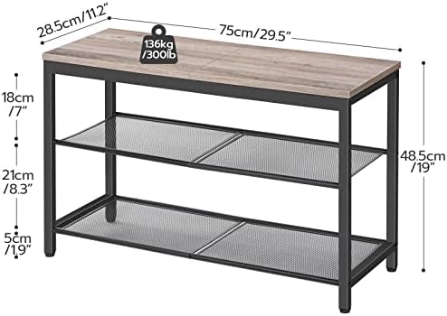 HOOBRO Shoe Bench, 3-Tier Shoe Rack,Industrial Shoe Organizer Storage Bench - Image 3