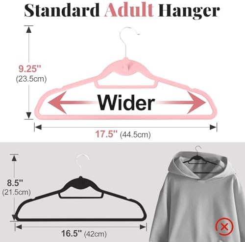 Velvet Felt Stackable Hangers 50 Pack, Thin & Space Saving, Pink - Image 3