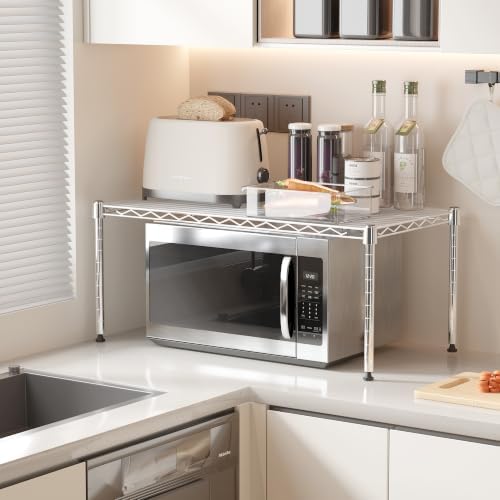Whitmor 1 Tier Supreme Stacking Shelving Unit, Wire Metal Home Storage Organizer, 30" L x 14" W x 15" H, Chrome w/Liner - Image 2