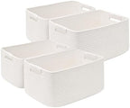 4 Pack Large Storage Basket for Organizing, 17.5"x13"x7" Woven Basket for Shelves, Closet Cube Storage Bins with Wrapped Handle, Cotton Rope Baskets for Kitchen, Clothes, Toys(Off White) by Degeyoyo