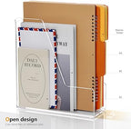 SANRUI 2-Pack Acrylic Magazine File Holder Desk Organizer Magazine Rack, Clear, Vertical File Sorter Holders, 9.45" D x 3.54" W x 10.24" H - Image 2