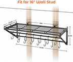 OROPY 31" Pot Rack Wall Mounted, Pot Organizer with 2 Tier Hanging Rails - Image 5