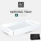 White Tray 20×12" with Cut Handles - Spill Proof Decorative Tray is an Ideal Countertop Organizer for Living Rooms, Ottoman Coffee Tables, Offices, Kitchens & Serving Guests - Image 2
