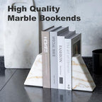 Karibiber Marble Bookends for Heavy Books, Calacatta Decorative Book Ends for Shelves, Unique and Heavy Bookends for Hardback Book & Cookbooks, Stone Book Stopper, Modern Book Holder,Set of 2 - Image 6