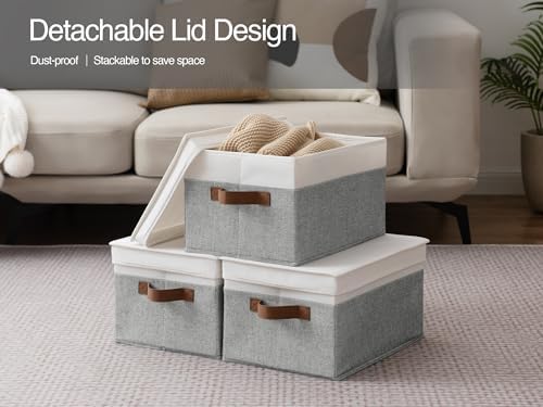StorageWorks Fabric Storage Bins with Lids, Closet Storage Bins - Image 5