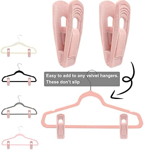 TOFIIGREM Light Pink Velvet Hangers (80-Pack), Non-Slip Strong Hanger Clips for Velvet Skirts & Pants - Image 6