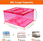 Vieshful Pink 40L Clear Clothes Storage Bag with Zipper 5 Pack - Image 2
