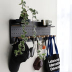 Wooden Pegboard Accessories Set: Modular Wall Hooks & Shelf for Garage, Office & Home Organization(Black Colored Finish-B) by CreatedOn2005