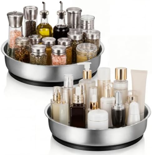 Mifoci 2 Pcs 10" Stainless Steel Lazy Susan Organize, Turntable Spice Rack by Mifoci