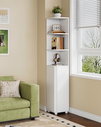 Hzuaneri Corner Cabinet, Tall Bathroom Corner Cabinet with Doors - Image 5