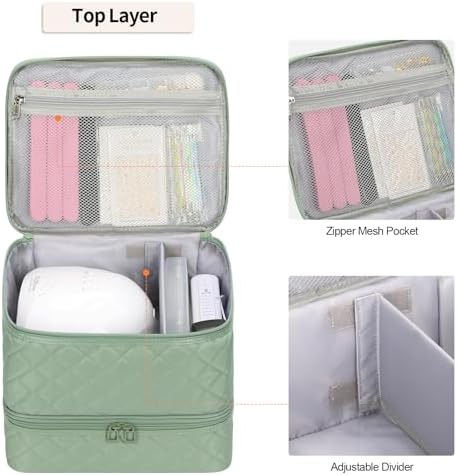 Nail Polish Organizer Bag Holds 30+ Bottles (15ml/0.5 fl.oz) &UV Nail Lamp - Image 3
