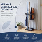 Umbrella Stand for Entryway with 2 Stone Mats, 4 Hooks - Image 6