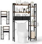 Housolution 7 Tier Over the Toilet Storage with 2 Drawers, Rustic Brown by Housolution