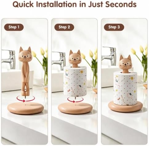 Wooden Toilet Paper Holder Funny Rustic Countertop Bath Tissue Roll Holder - Image 4