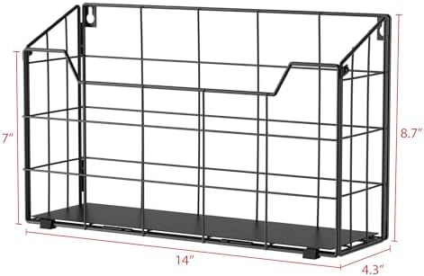 Univivi 3 Pack Wall File Organizer Rack 14 inch Hanging File Holder, Black - Image 2