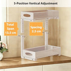 2 Pack Under Sink Organizer, 2-Tier Pull Out Kitchen Cabinet Organizer, Height Adjustable Metal Slide Out Bathroom Organizers and Storage Makeup Drawer Organizer for Office Bedroom(A-White, 2Pack) - Image 4