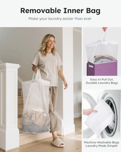 SOLEDI 100L Laundry Hamper with Lid, Large Collapsible Laundry Basket - Image 4