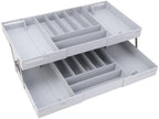 TOPINCN 2 Tier Collapsible Multi Level Drawer Organizer Tray, Folding Smart Drawer Storage, Expandable for Makeup, Jewelry, Silverware, Utensils, Kitchen Office Supplies (Gray) - Image 3