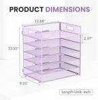 Daltack 6-Tier Paper Organizer for Desk with Handle, Purple, 2 Pack - Image 2