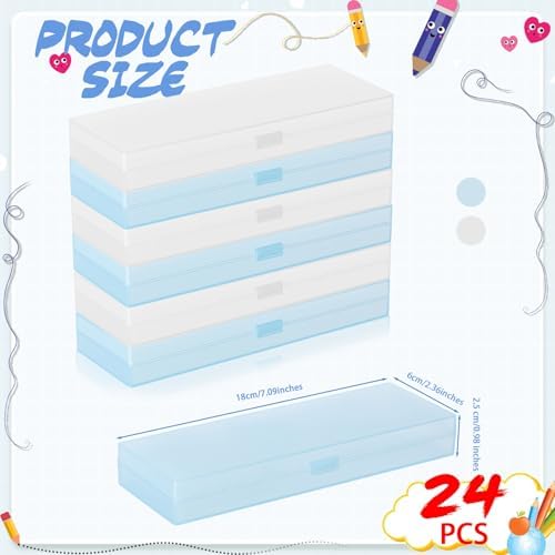 Fainne 24 Plastic Pencil Case Bulk, Single Layer, White, Blue, S - Image 2