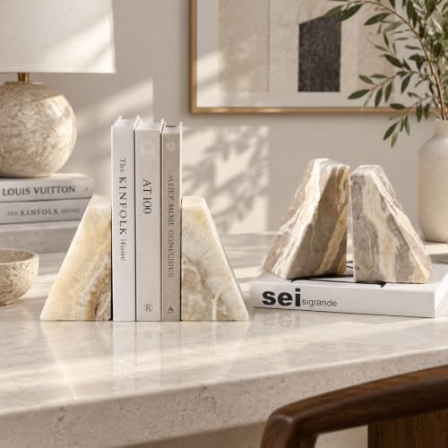 Karibiber Marble Bookends for Heavy Books, Decorative Book Ends for Shelves, Weighted Book End for Hardback Book & CDS, Unique Stopper & Holder, Green Onyx with Black, Set of 2 - Image 5