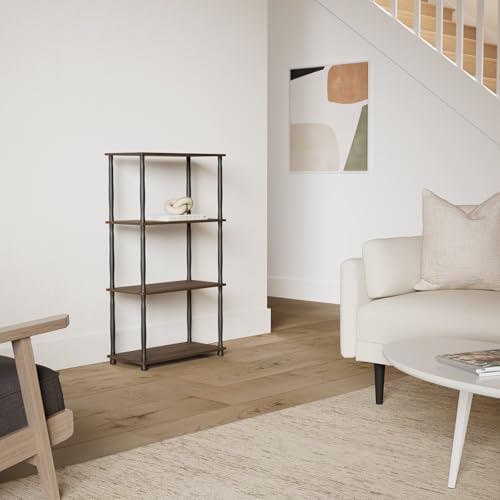 Furinno Turn-N-Tube 4-Tier Multipurpose Shelf Display Rack, Classic Tubes, Columbia Walnut/Black - Image 2